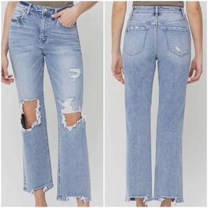 Vervet 90's Straight Jeans Distressed T5933 Light Wash Women's 25